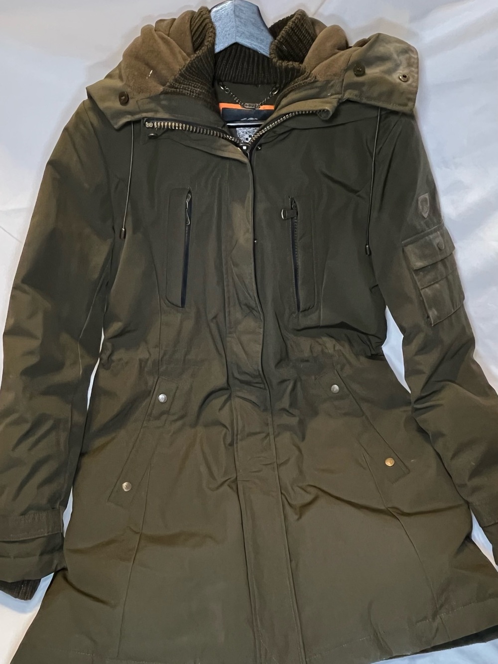 Vince Camuto Olive Green Hooded Utility Parka